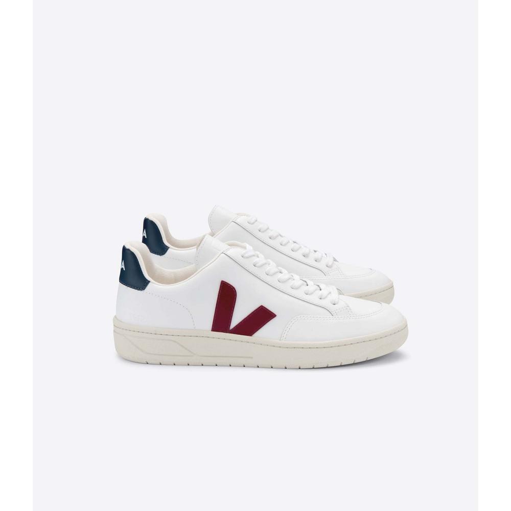 Veja V-12 LEATHER Joggesko Dame White/Red | NO 675FDN